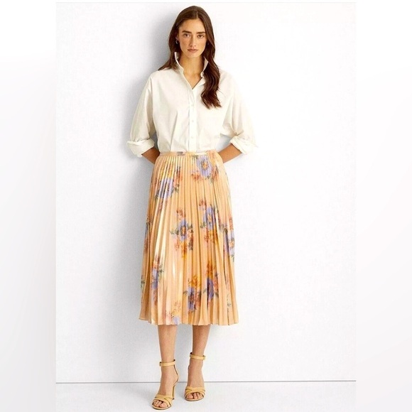 Lauren Ralph Lauren Dresses & Skirts - LAUREN RALPH LAUREN METALLIC FLOWER PLEATED MIDI SKIRT. SZ 12